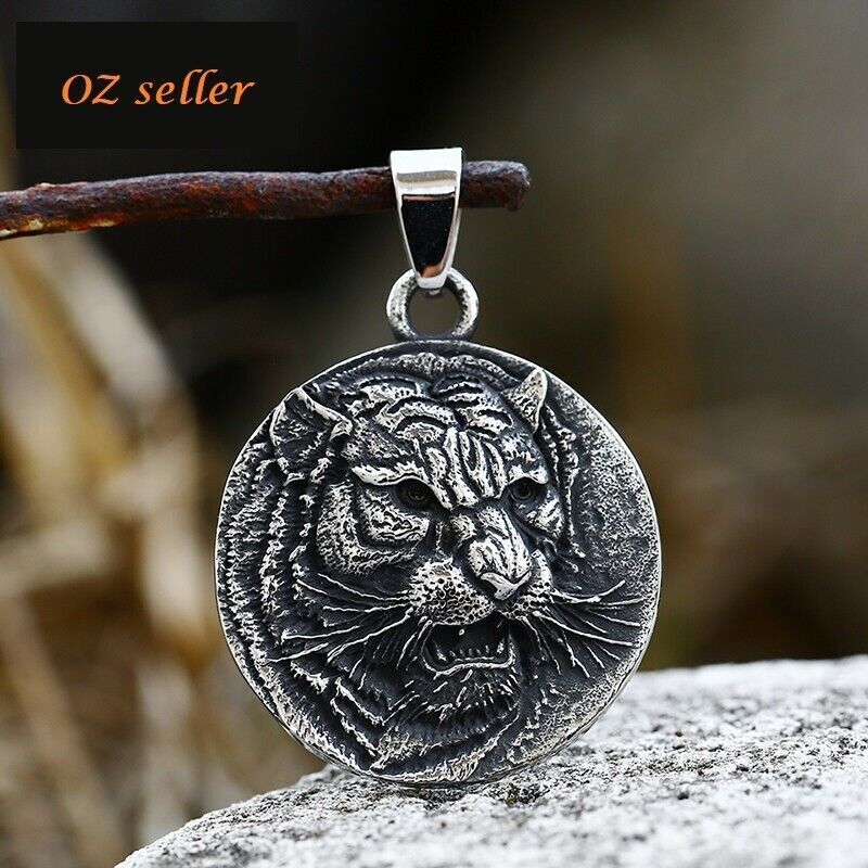 Cool Retro Punk Vintage Wolf Totem Valknut Pendant Biker Titanium Steel Necklace