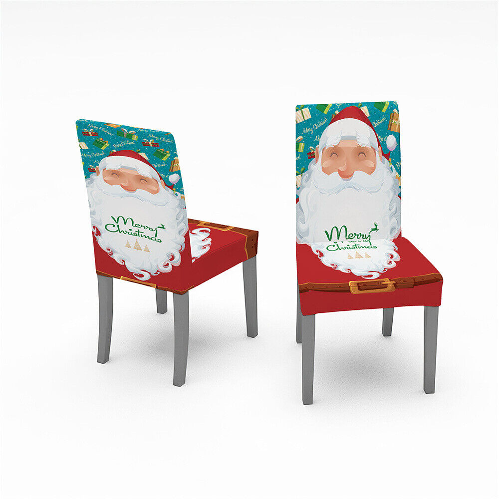 Christmas Dining Chair Covers XMAS Party Decorations Santa Claus Seat Cover