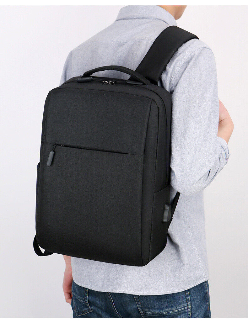 Unisex Waterproof Canvas Backpack USB Schoolbag Travel Laptop Business Bag