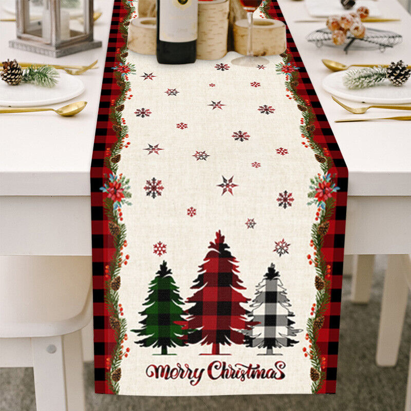 Christmas Tables Runner Tablecloth Home Dinning Table Flag Xmas Decor Cotton Lin
