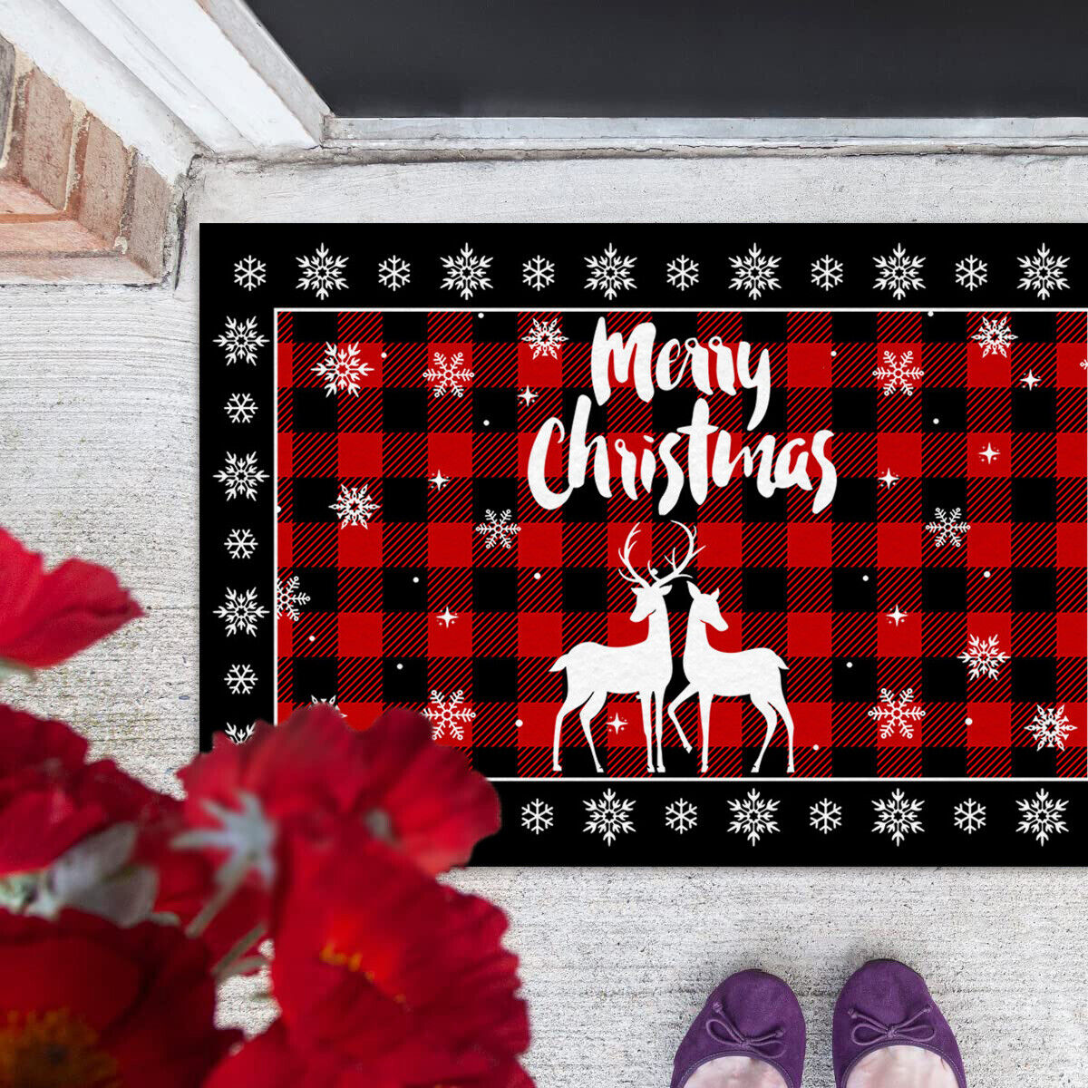 Absorbent Washable Floor Mat Non-Slip Xmas Theme Home Decor Soft Bath Floor Mat