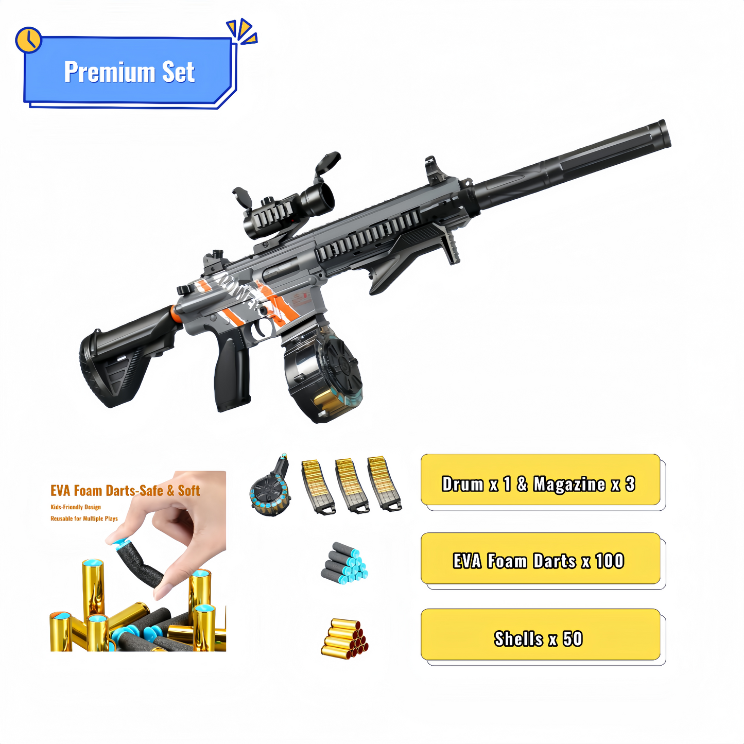 Kid Play Toy EVA Soft Foam Dart Blaster Manual & Electric Gun Shell Eject Effect