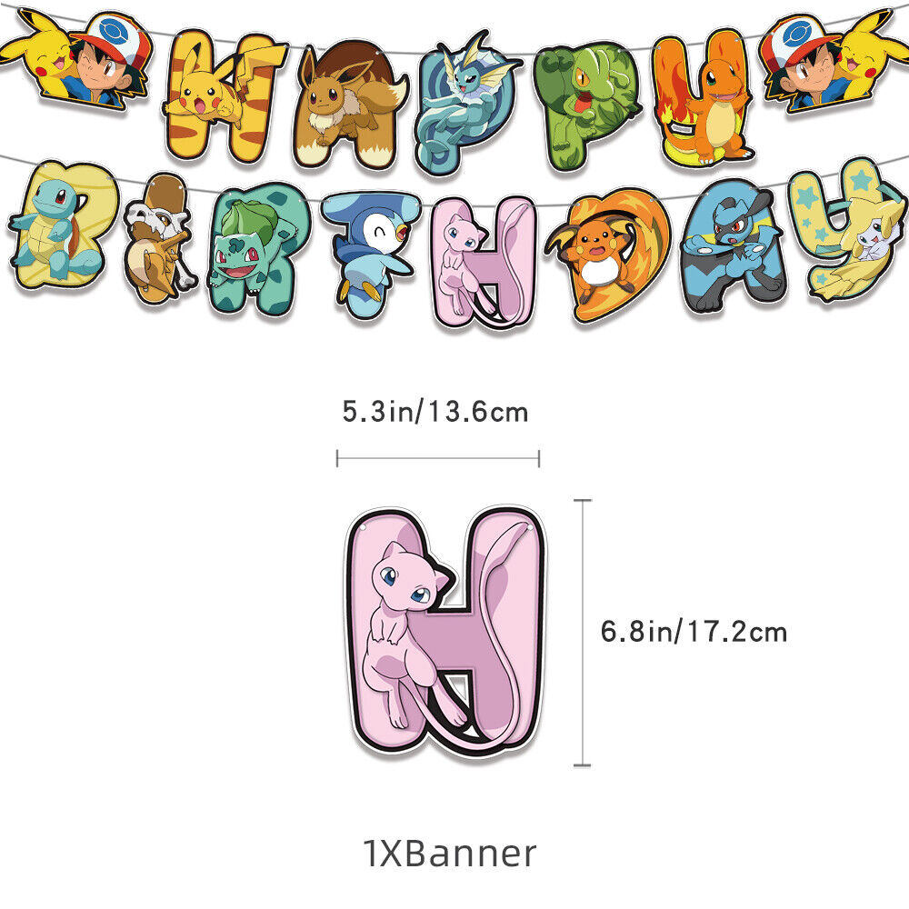 Mixed Theme Children's Birthday Alphabet Pull Flag Cake Balloons Multiple