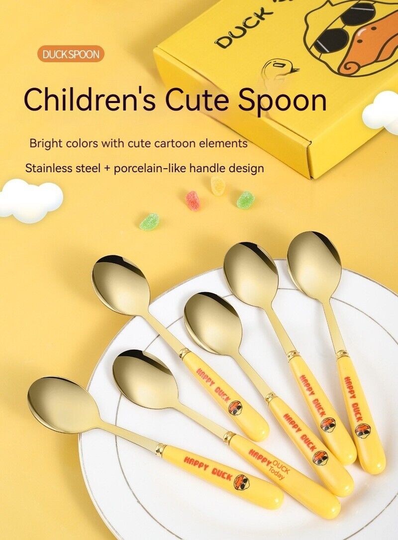 Children's Cartoon Duck Cutlery Set Stainless Steel Dessert Soup Spoon Home Live