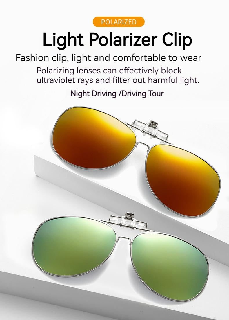 Unisex Polarized Flip-up Toad Style Metal Frame Sunglasses Clip-on Night Vision