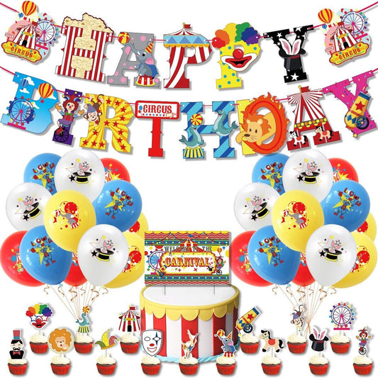 Mixed Theme Children's Birthday Alphabet Pull Flag Cake Balloons Multiple