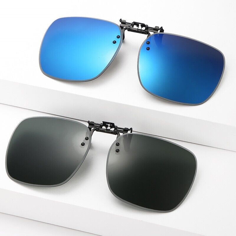 New Unisex Polarized UV400 Protection Box Shape Clip On Flip Up Sunglasses