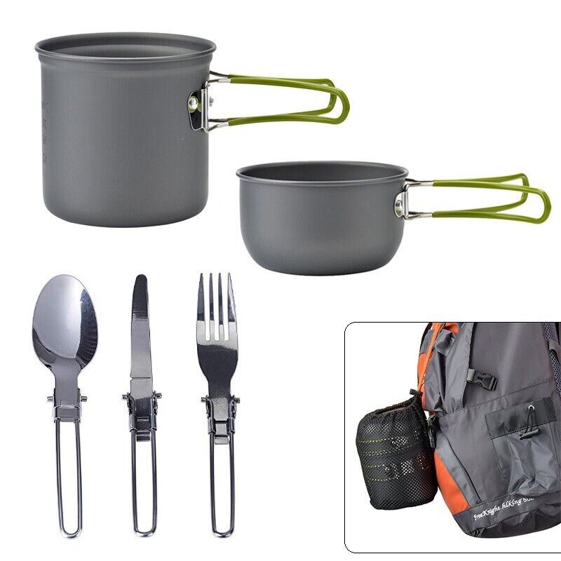 Outdoor Portable Camping Cookware Set Hiking Cooking Pot Gas Stove Tableware Kit