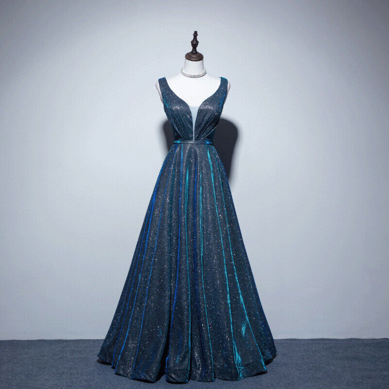 Women Formal Glittery Evening Wedding Cocktail Prom Bridesmaid Ball Gown Dress