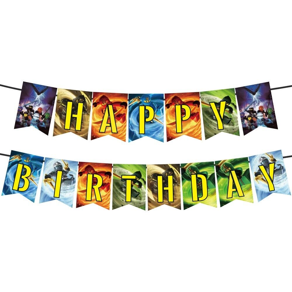 Mixed Theme Children's Birthday Alphabet Pull Flag Cake Balloons Multiple