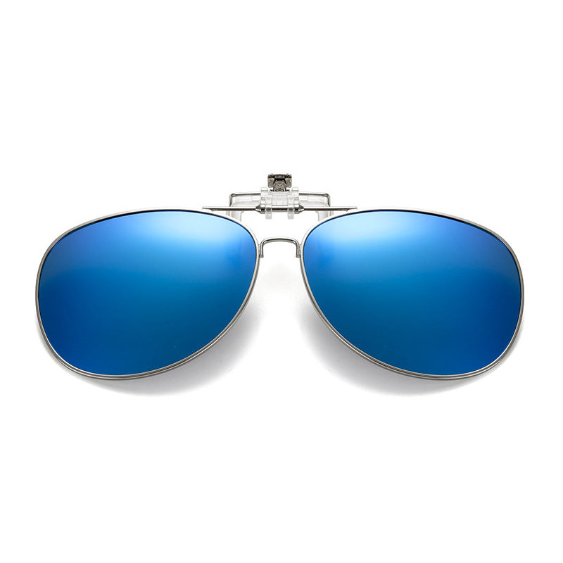 Unisex Polarized Flip-up Toad Style Metal Frame Sunglasses Clip-on Night Vision
