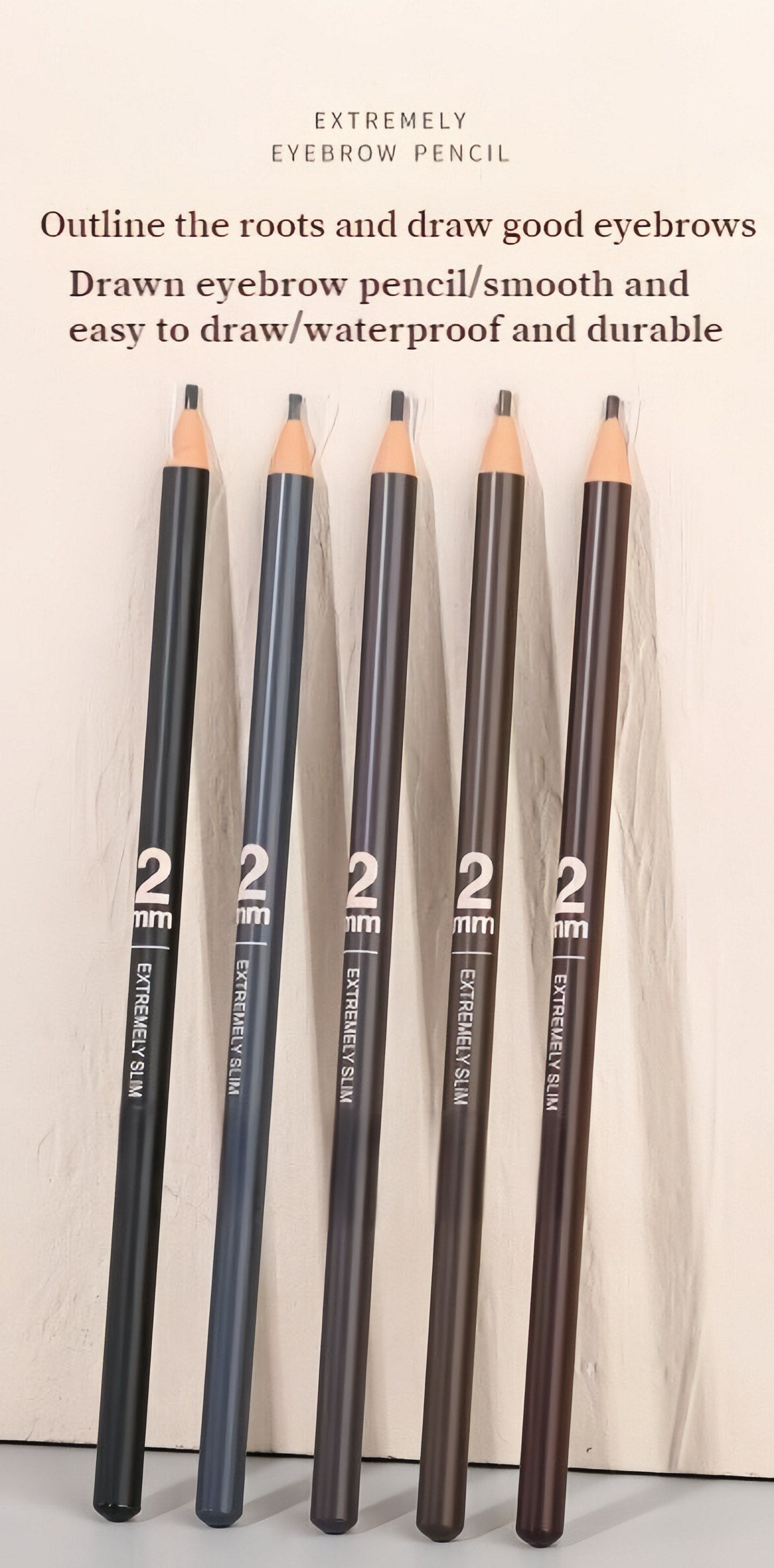 2mm Ultra Slim Eyebrow Pencil Waterproof Long-Lasting Peel String Refill - 6 Colour Options