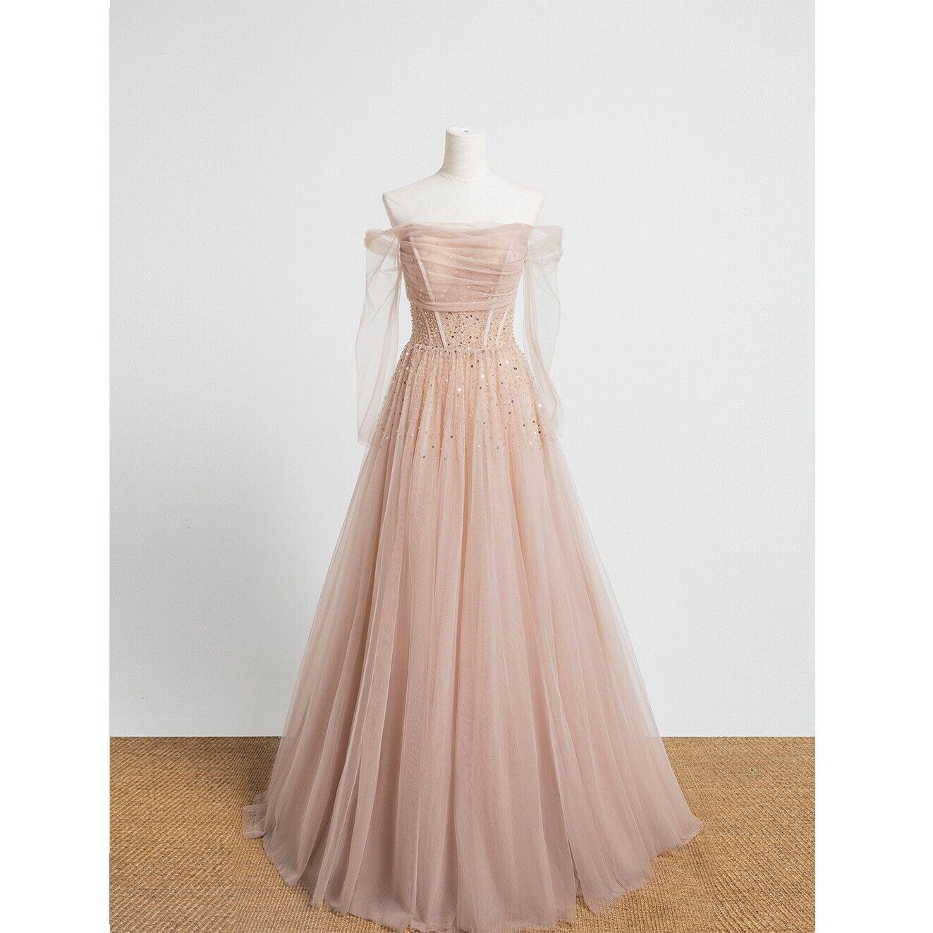 Women Formal Off the shoulder Wedding Dress Cold Shoulder Evening Dress