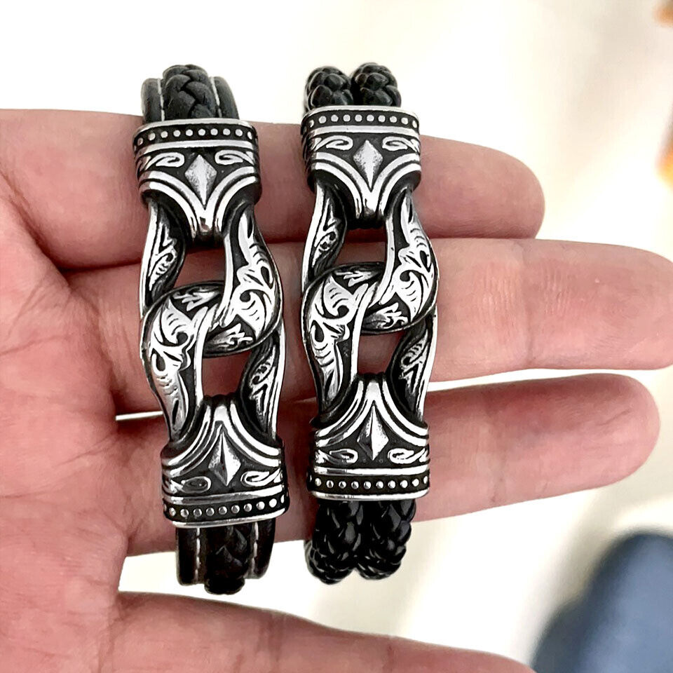 Retro Punk Biker Bangle Knotted Rope Tibetan Jewelry String totem Bracelet
