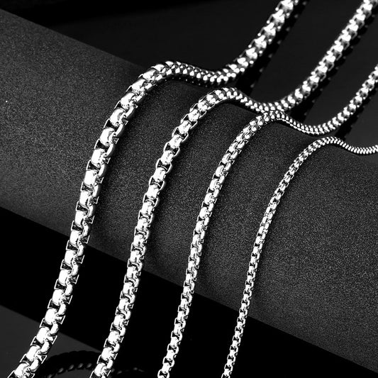 Basic Punk Stainless Steel Single Link Square Rolo Chain Necklace for Men Women