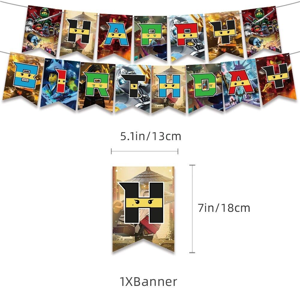 Mixed Theme Children's Birthday Alphabet Pull Flag Cake Balloons Multiple