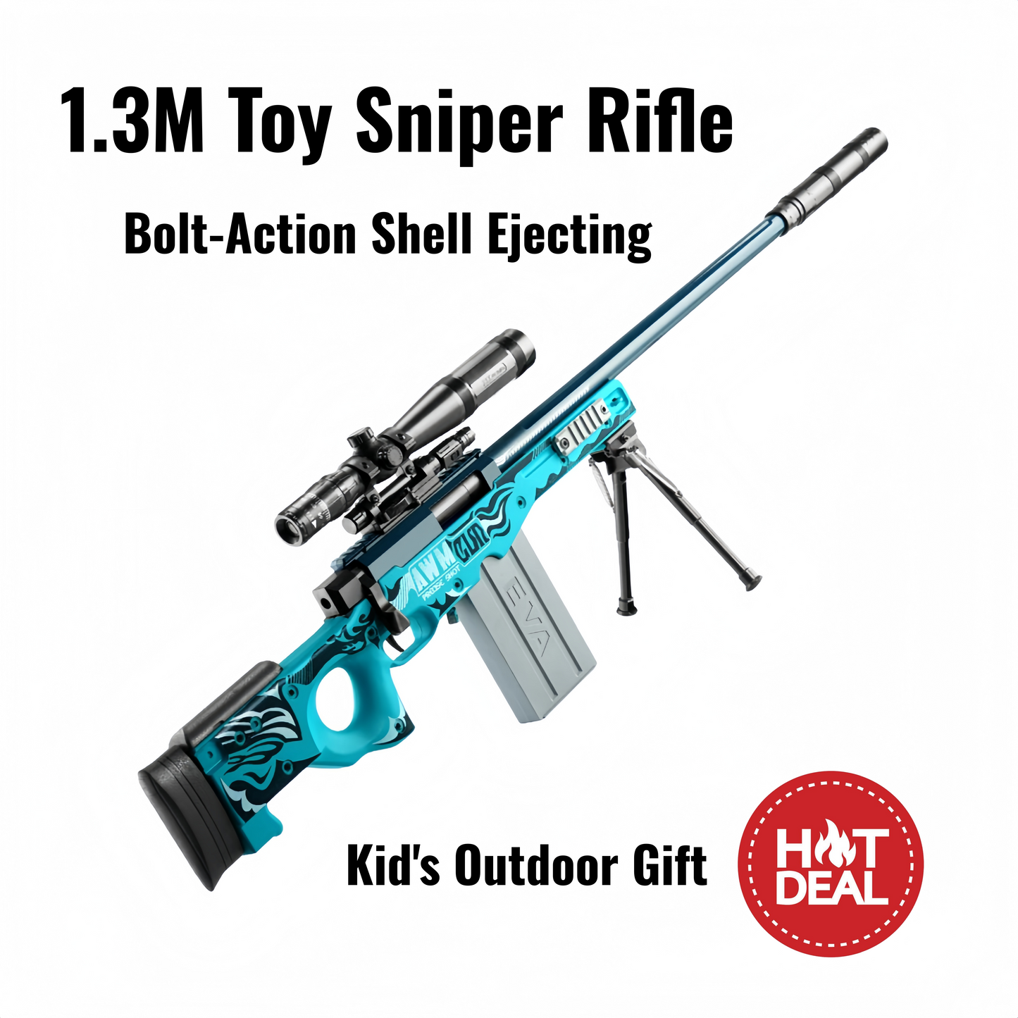 Large AWM Style Foam Dart Blaster Toy Scope Shell Ejection EVA Bullets Kids Gift