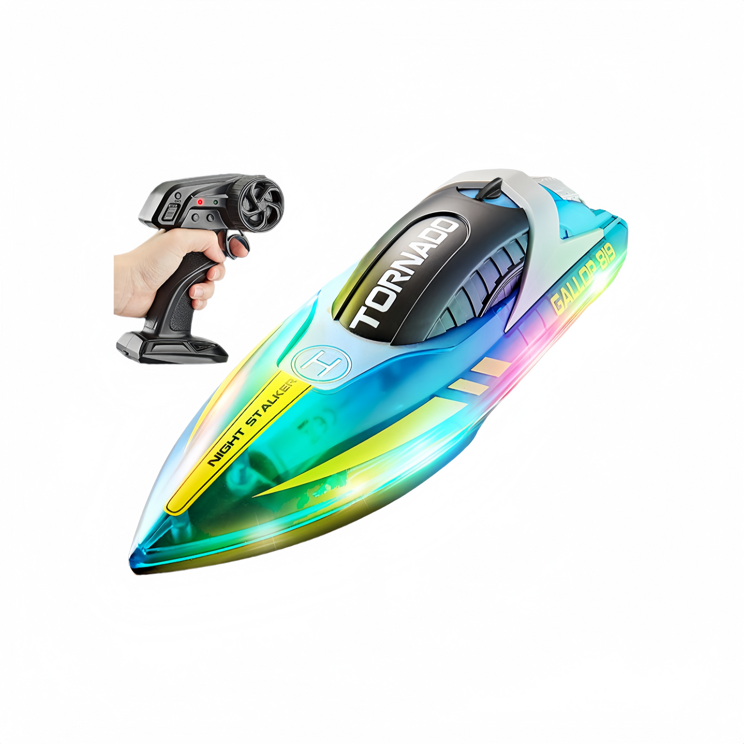 RC Speed Boat 2.4G Remote Control LED Light Dual Motor Waterproof Racing Toy Boy