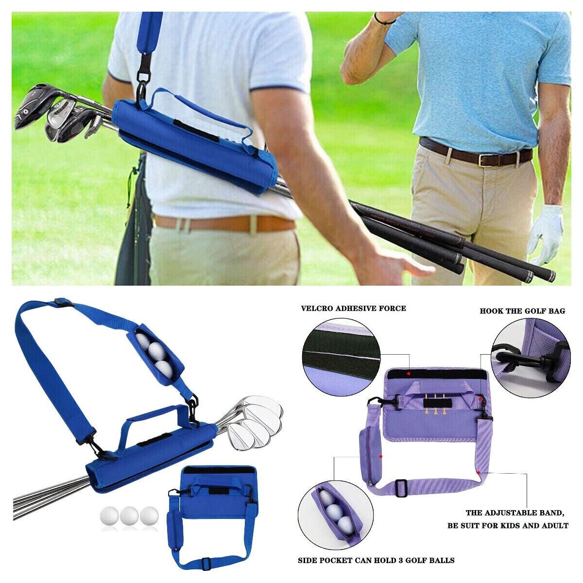 Fashion Portable Golf Club Ball Bag Outing Shoulder Handheld Crossbody Carryable