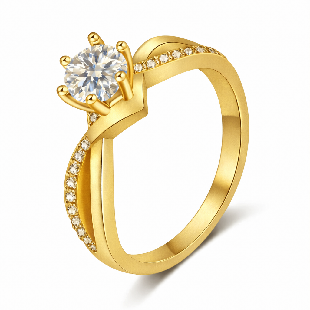 Elegant Twist Engagement Style Ring Alloy Band Simulated Crystal Stone 3 Colours # R120