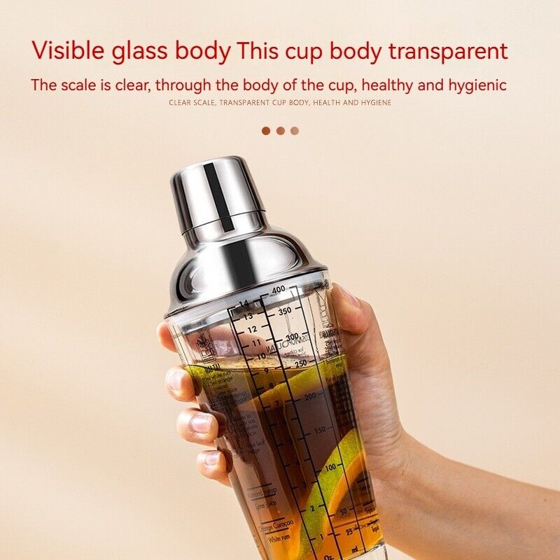 Cocktail Glass Shaker Cup Milk Tea Beer Lemon Hand Mixer Cup Coke Pot 400ML