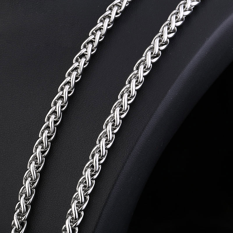 Basic Punk Stainless Steel Single Link Wheat Chain Necklace for Men Women