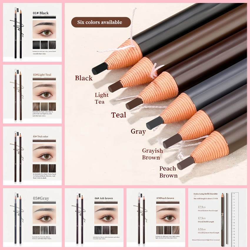 2mm Ultra Slim Eyebrow Pencil Waterproof Long-Lasting Peel String Refill - 6 Colour Options