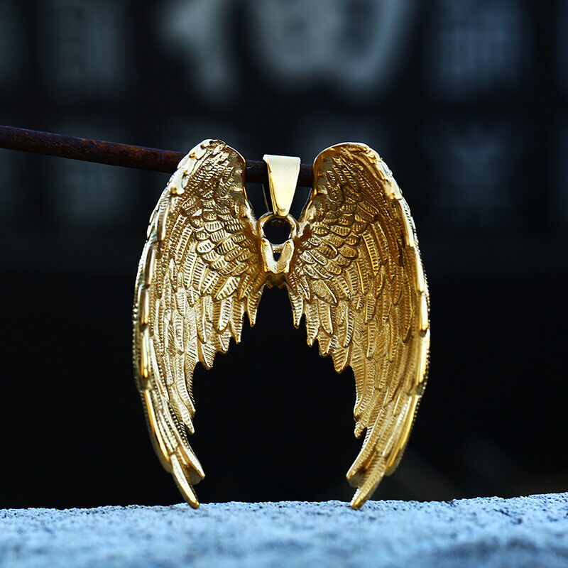 Retro Mix Theme Pendant Punk Vintage Angel Wing Pendant Biker Gift Necklace