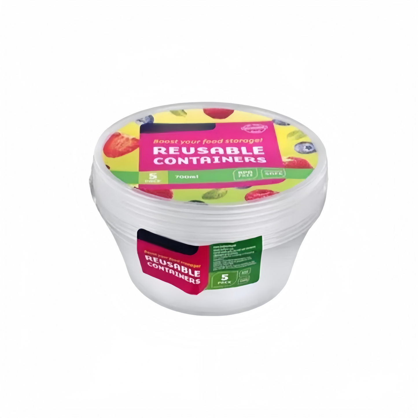 Round Reusable Food Container 300 / 700ml BPA Free Microwave Safe Takeaway with Lid # KIT 309597 / KIT 309603