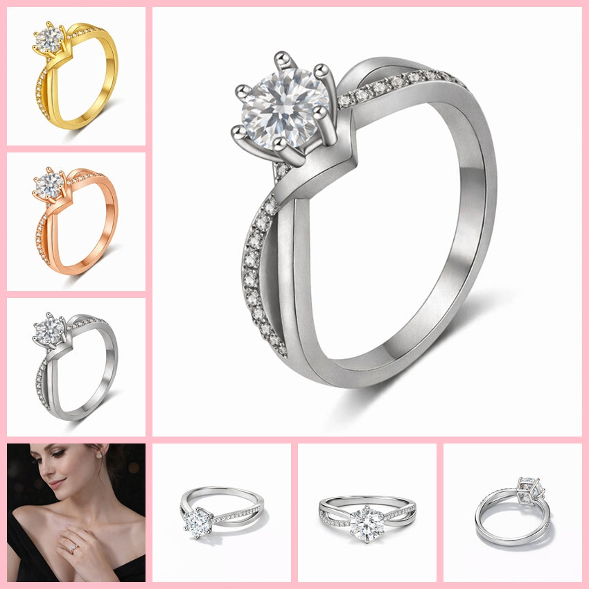 Elegant Twist Engagement Style Ring Alloy Band Simulated Crystal Stone 3 Colours # R120