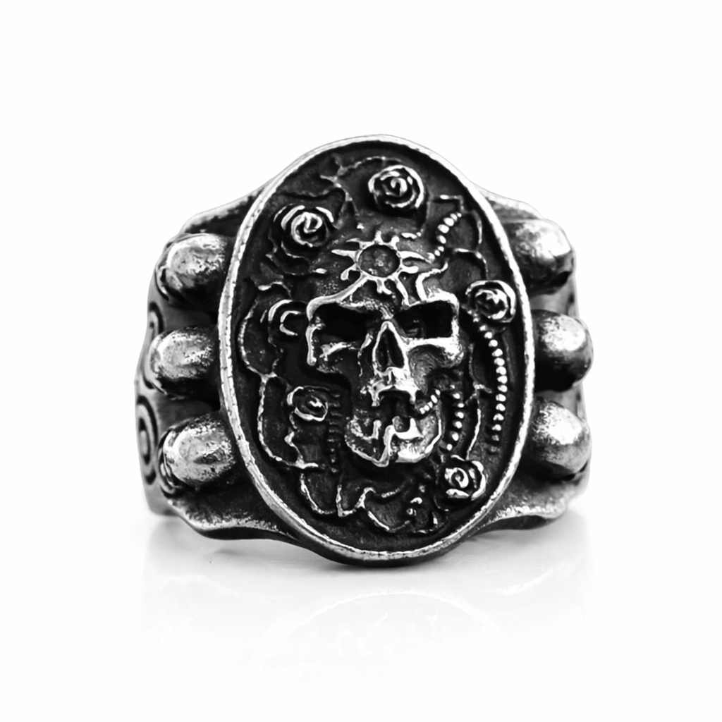 Men's Gothic Skull Ring Punk Biker Hip Hop Vintage Engraved Heavy Band Jewellery # R329