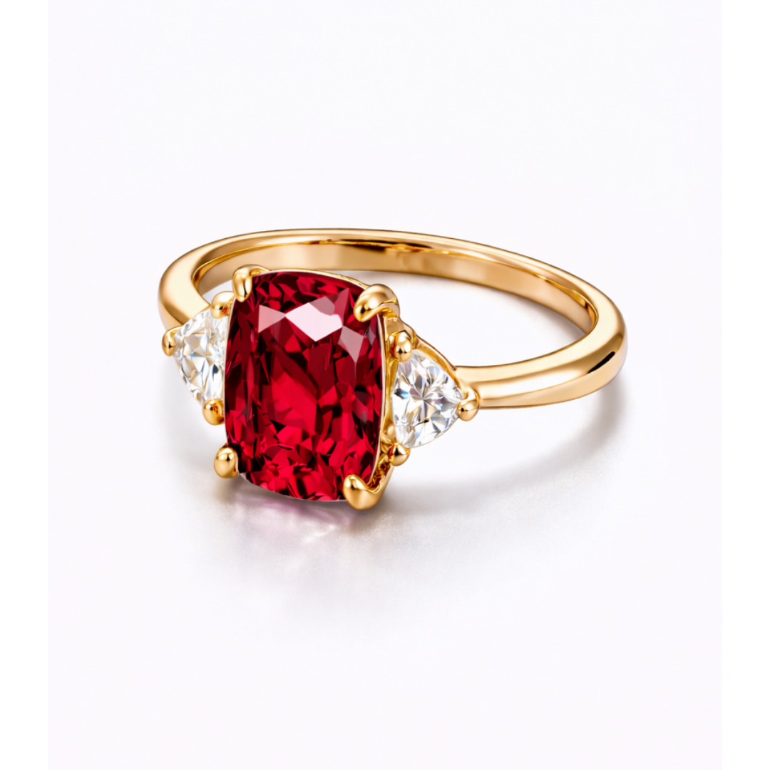 Women Gold Tone Cushion Cut Zircon Rings Green Blue Red Pink & FREE LED Gift Box # R228