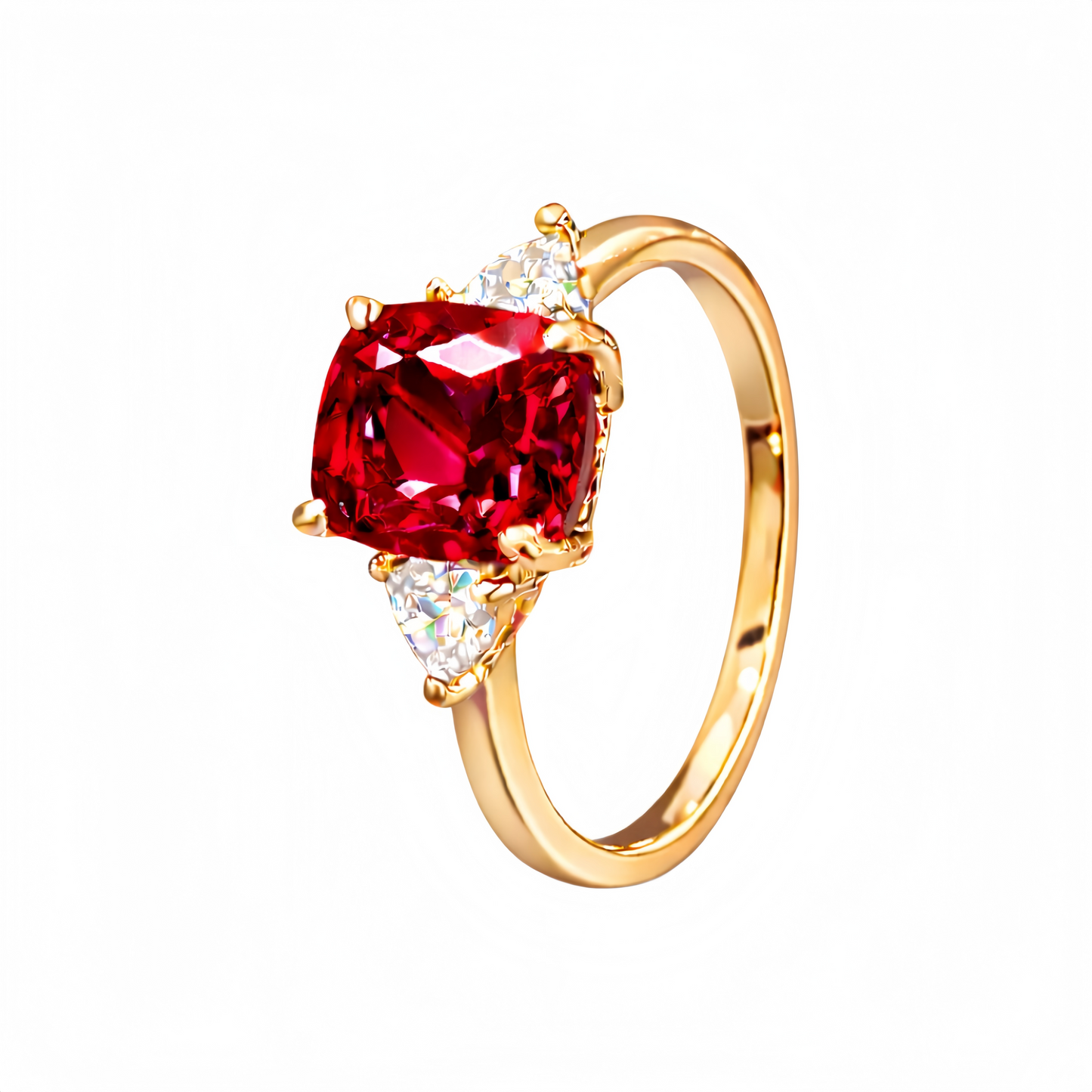 Women Gold Tone Cushion Cut Zircon Rings Green Blue Red Pink & FREE LED Gift Box # R228