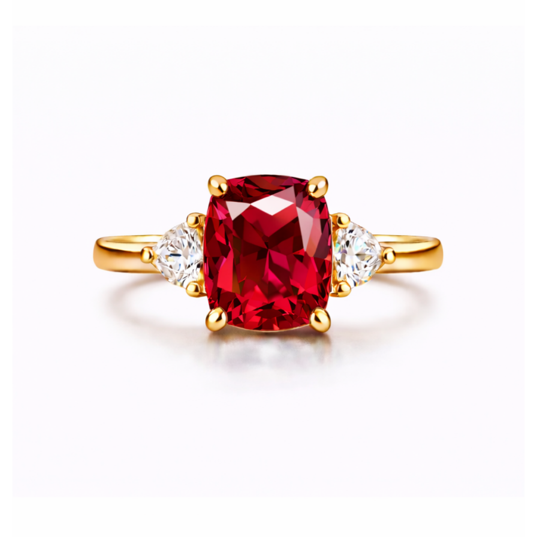 Women Gold Tone Cushion Cut Zircon Rings Green Blue Red Pink & FREE LED Gift Box # R228