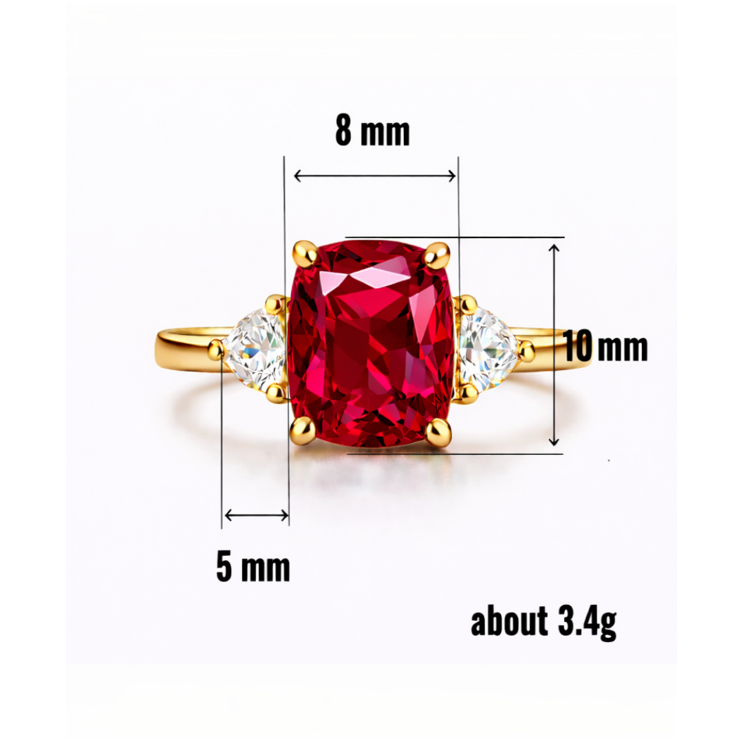 Women Gold Tone Cushion Cut Zircon Rings Green Blue Red Pink & FREE LED Gift Box # R228