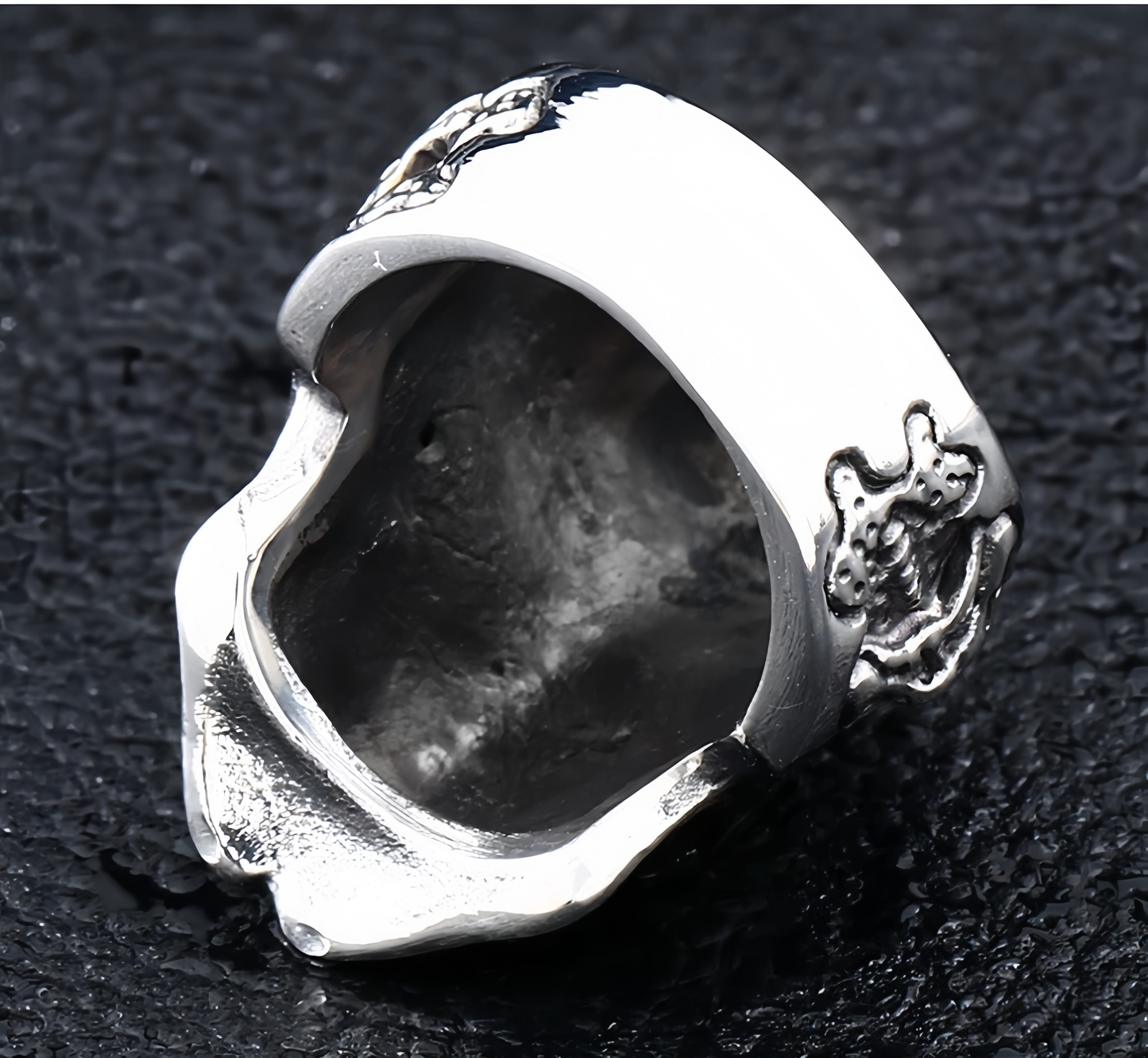Men’s Gothic Skull Ring Red & Blue CZ Eyes Silver Tone Biker Punk Statement Ring # R25