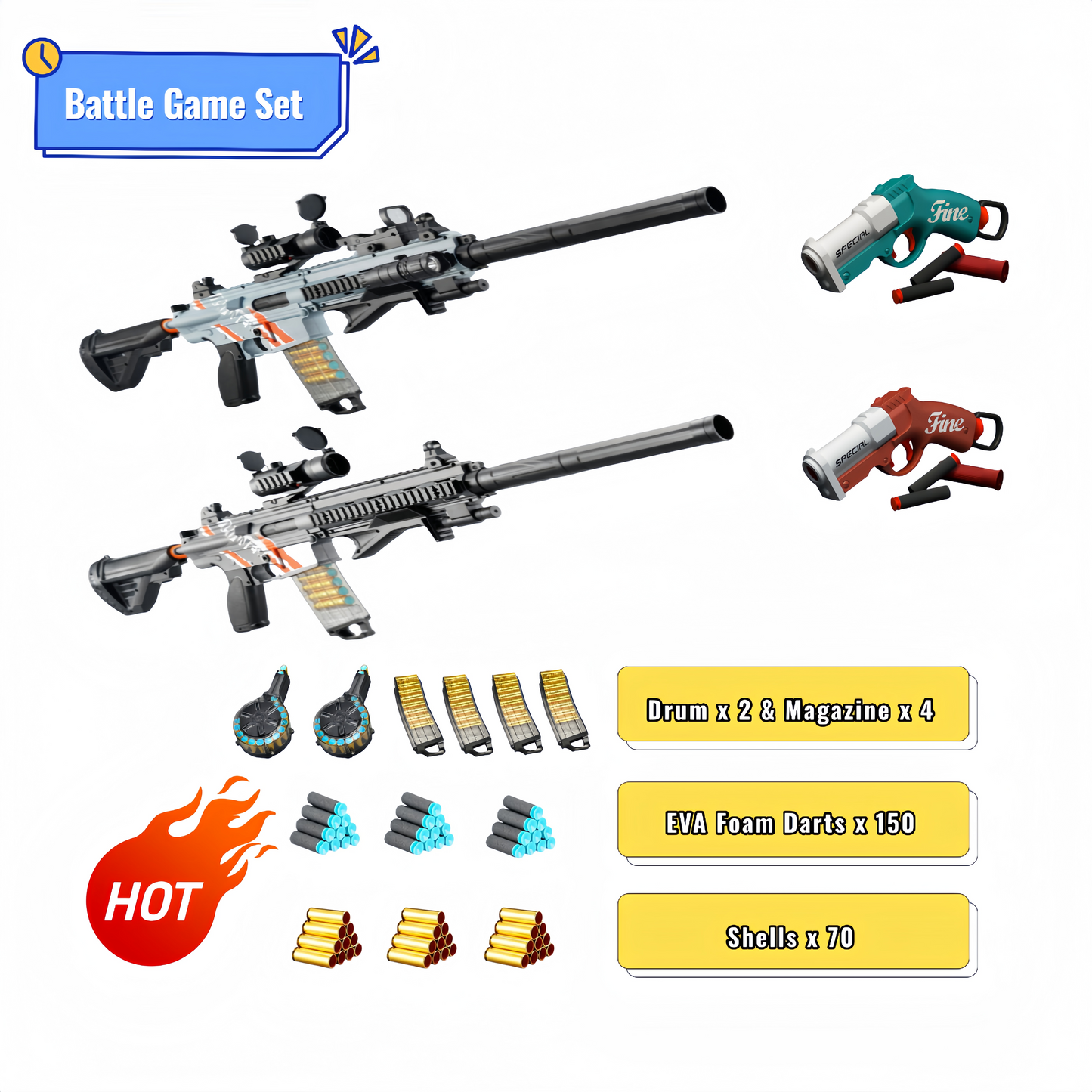 Kid Play Toy EVA Soft Foam Dart Blaster Manual & Electric Gun Shell Eject Effect