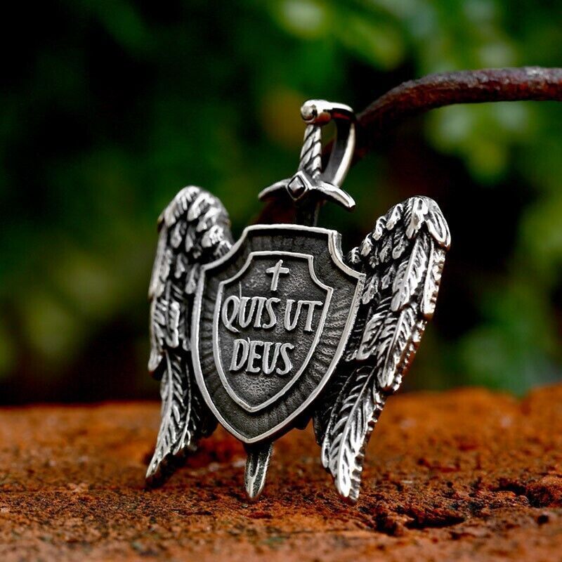 Cool Retro Punk Owl Dragon Mythical Angel Skull wing Titanium Steel Necklace