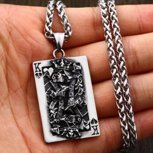 Retro Pendant Punk Vintage Cross Animal Totem Poker Pendant Biker Chain Necklace