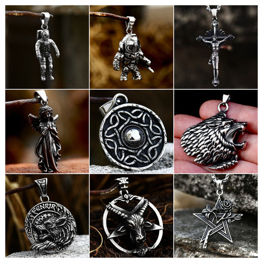Unisex Mix Theme Fashion Retro Space Astronaut Pendant Titanium Stainless Steel Necklace