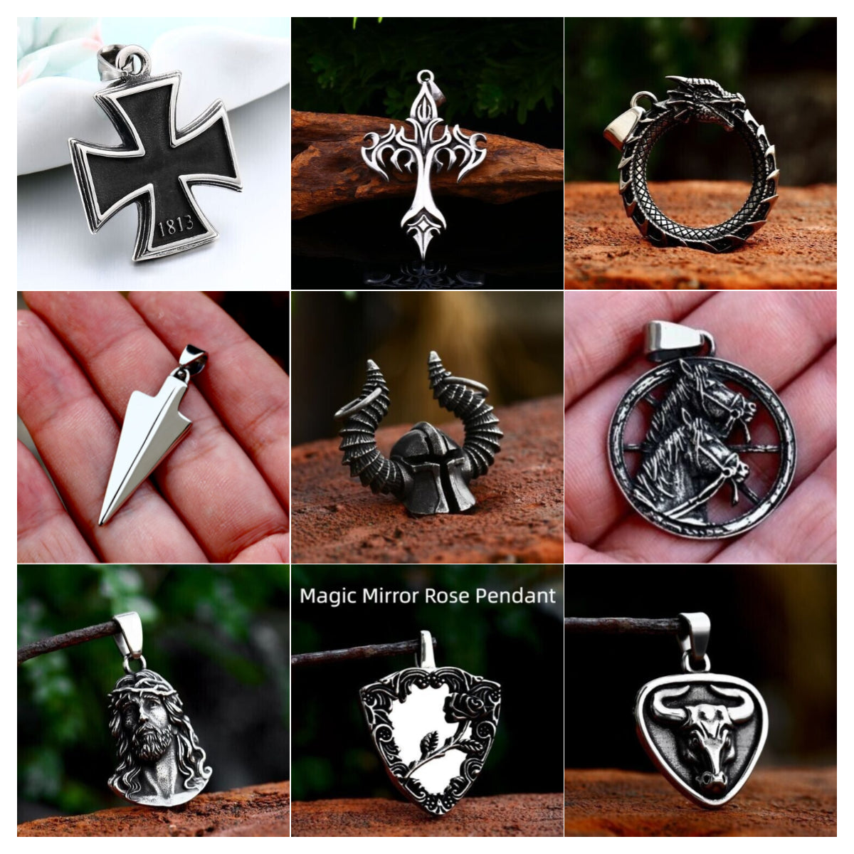 Unisex Mix Theme Retro Flame Cross Titanium Steel Pendant Simple Fashion Necklace