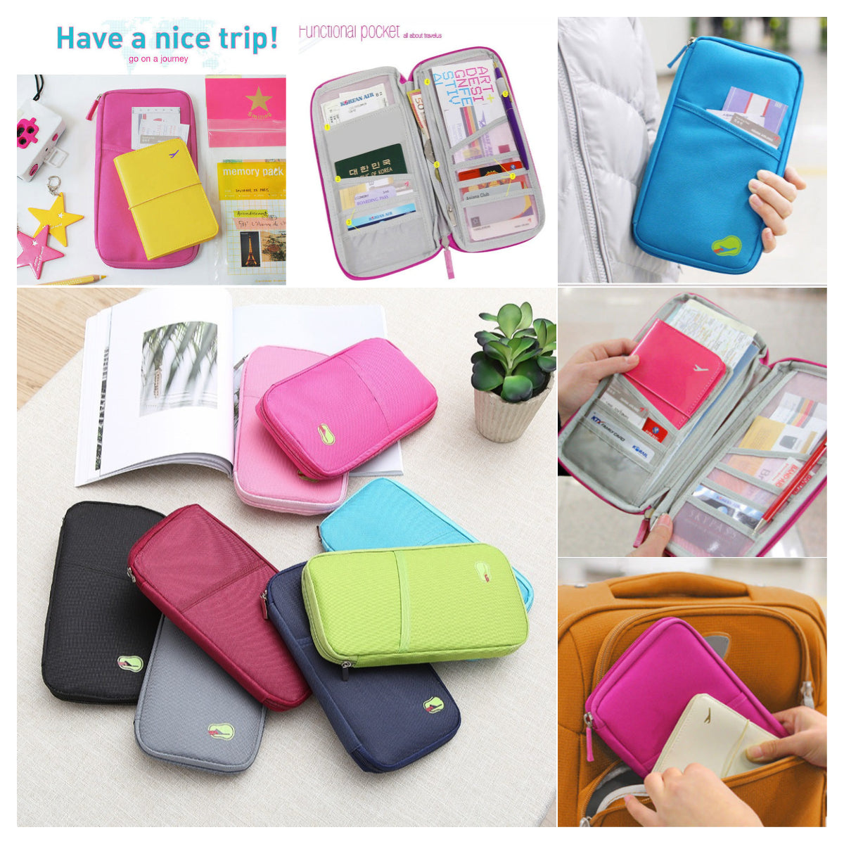 NEW TRAVEL PASSPORT HOLDER WALLET CREDIT CARD ORGANIZER BAG