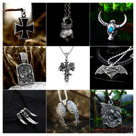 Unisex Mix Theme Retro Punk Vintage Titanium Steel Power Fist Pendant Necklace Gift