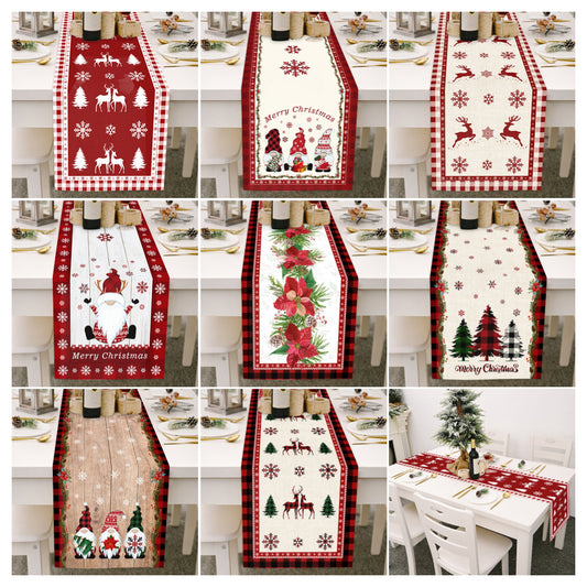 Christmas Tables Runner Tablecloth Home Dinning Table Flag Xmas Decor Cotton Lin