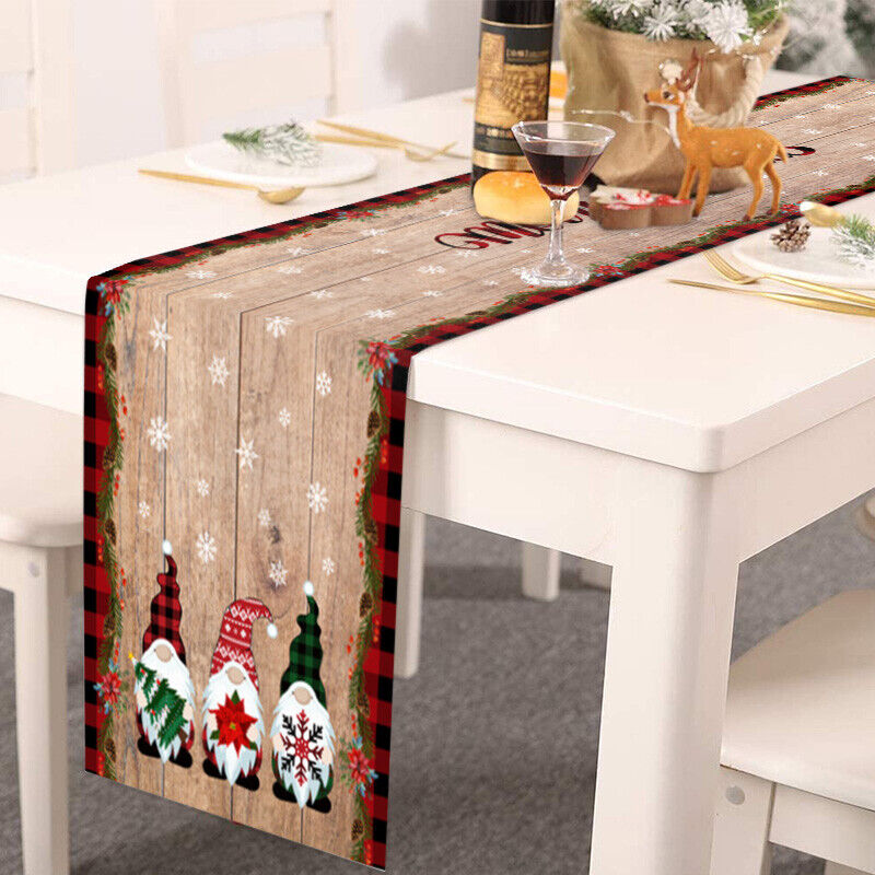 Christmas Tables Runner Tablecloth Home Dinning Table Flag Xmas Decor Cotton Lin
