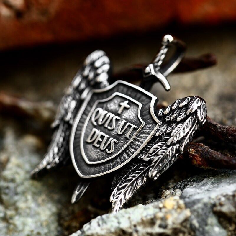 Cool Retro Punk Owl Dragon Mythical Angel Skull wing Titanium Steel Necklace