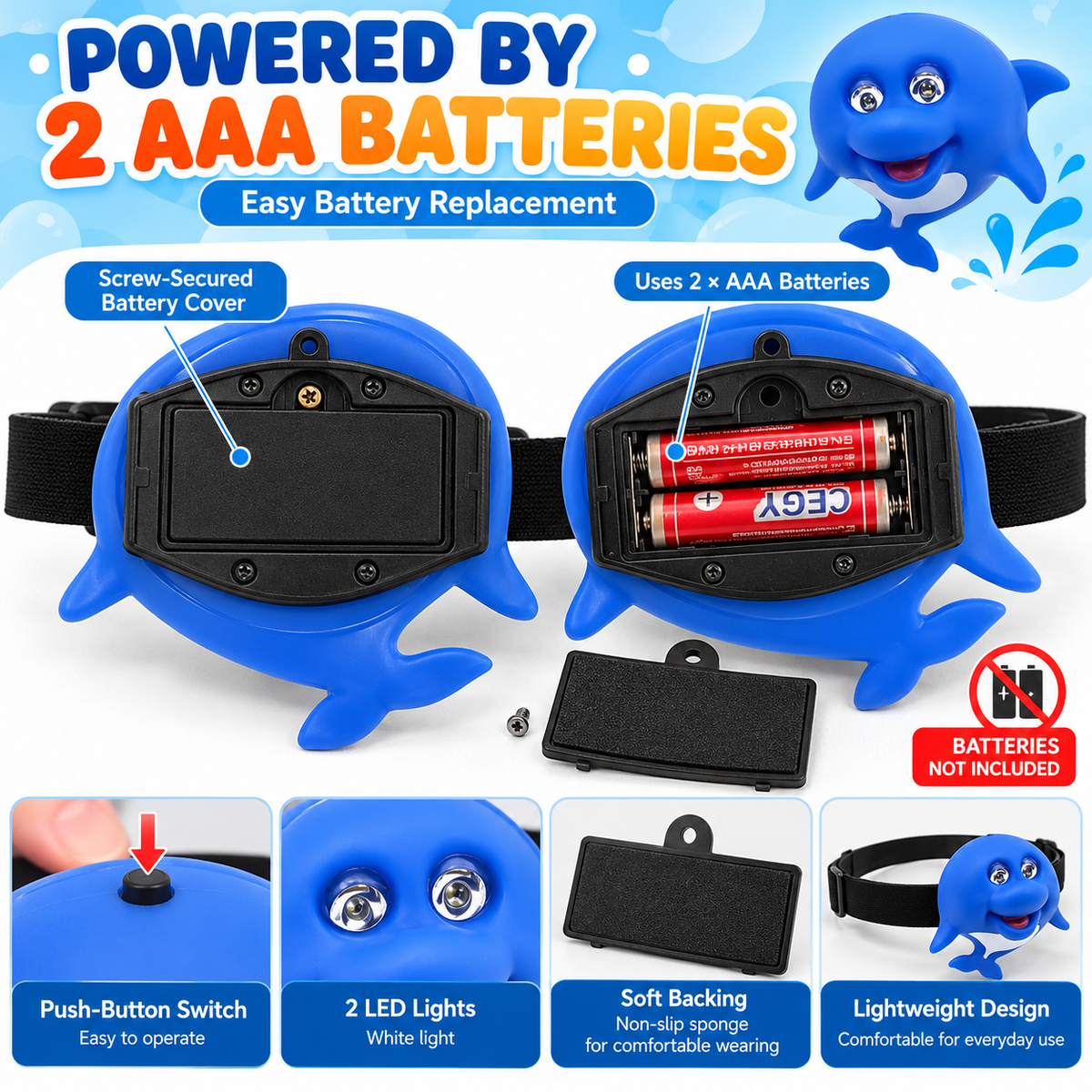 Cute Animal LED Head Torch Headlamp Adjustable Camping Light Flashlight