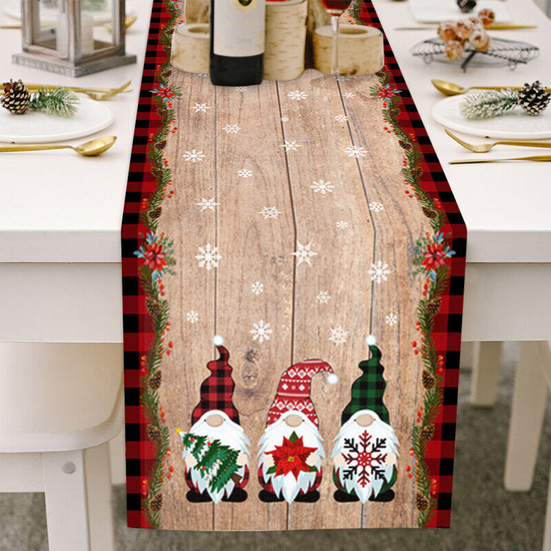 Christmas Tables Runner Tablecloth Home Dinning Table Flag Xmas Decor Cotton Lin
