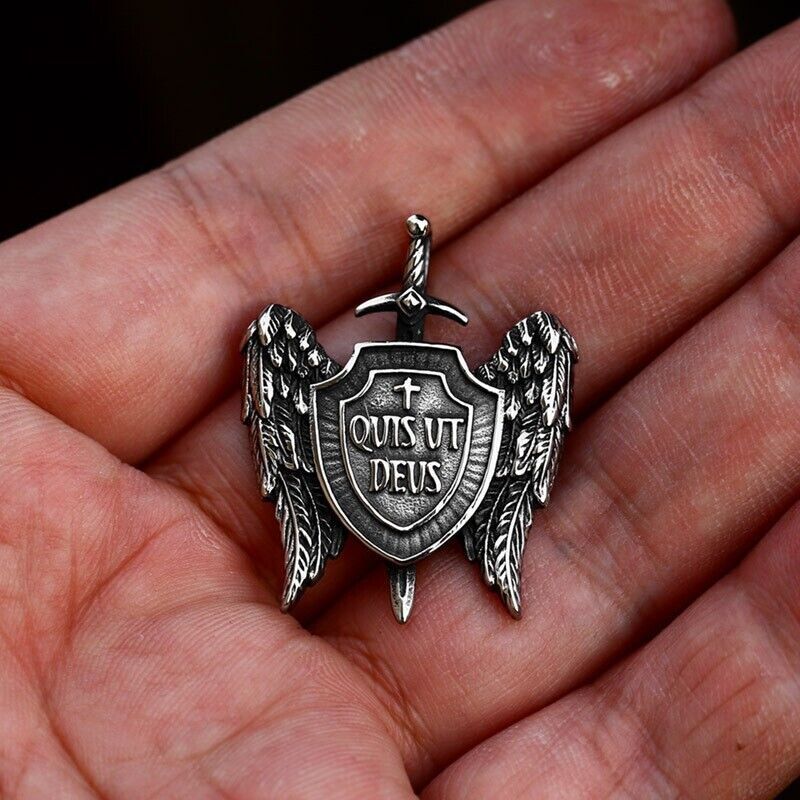 Cool Retro Punk Owl Dragon Mythical Angel Skull wing Titanium Steel Necklace