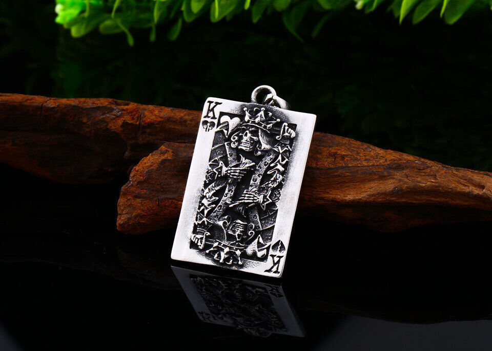 Retro Pendant Punk Vintage Cross Animal Totem Poker Pendant Biker Chain Necklace